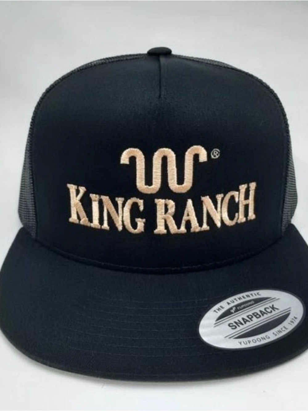 King Ranch Black Adjustable Trucker Hat with Mesh Back and Embroidered Lettering
